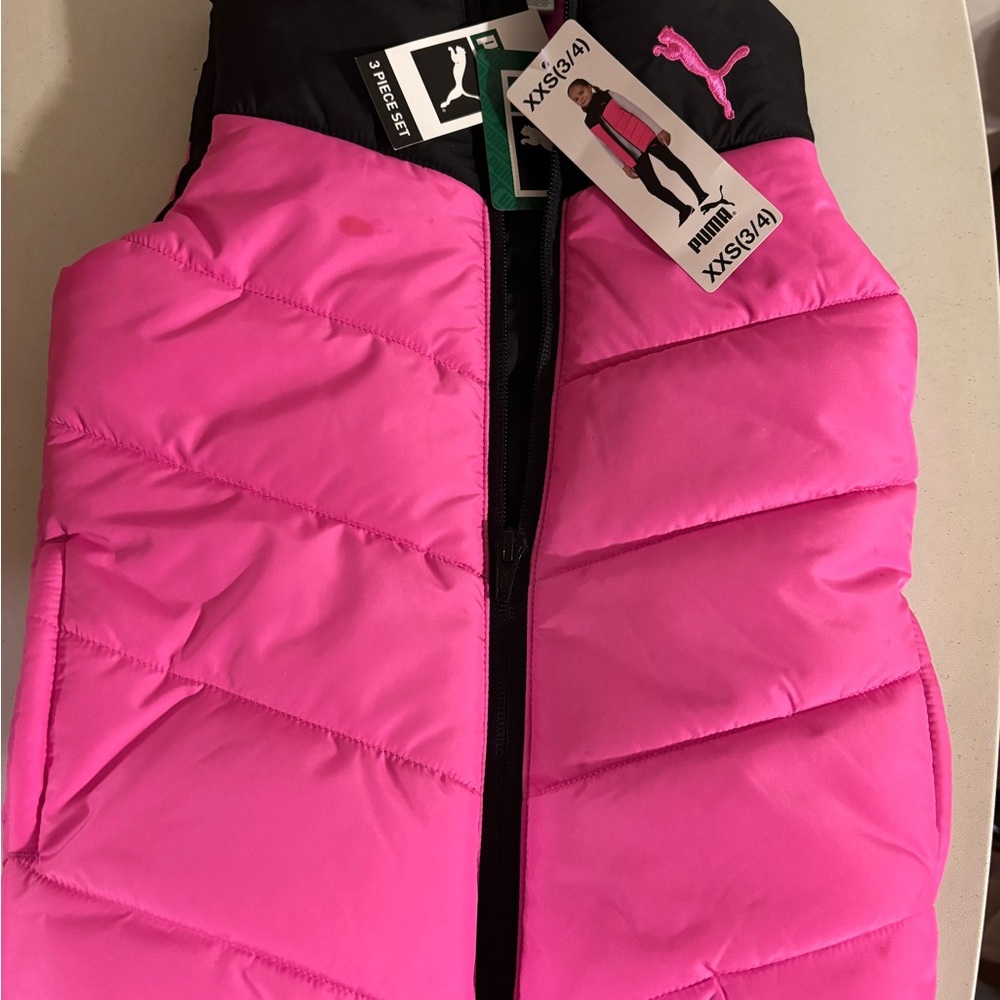 Puma Black and Pink Puffer Vest